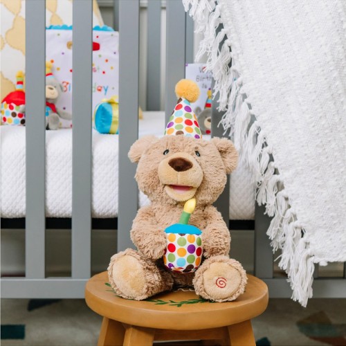 Gund Happy Birthday Bear Animated Plush Toy 14"| 0 months+ | Peek-a-boo Plush Toy | Baby Soft Toy | Stuffed Toy